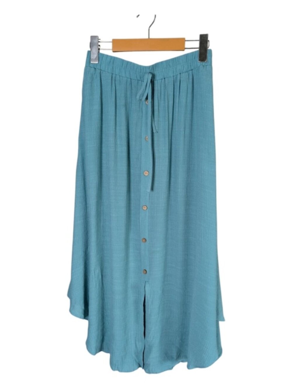 Halara High Waisted Drawstring Pocket Flowy Midi Casual Skirt Nile Blue Size Sm